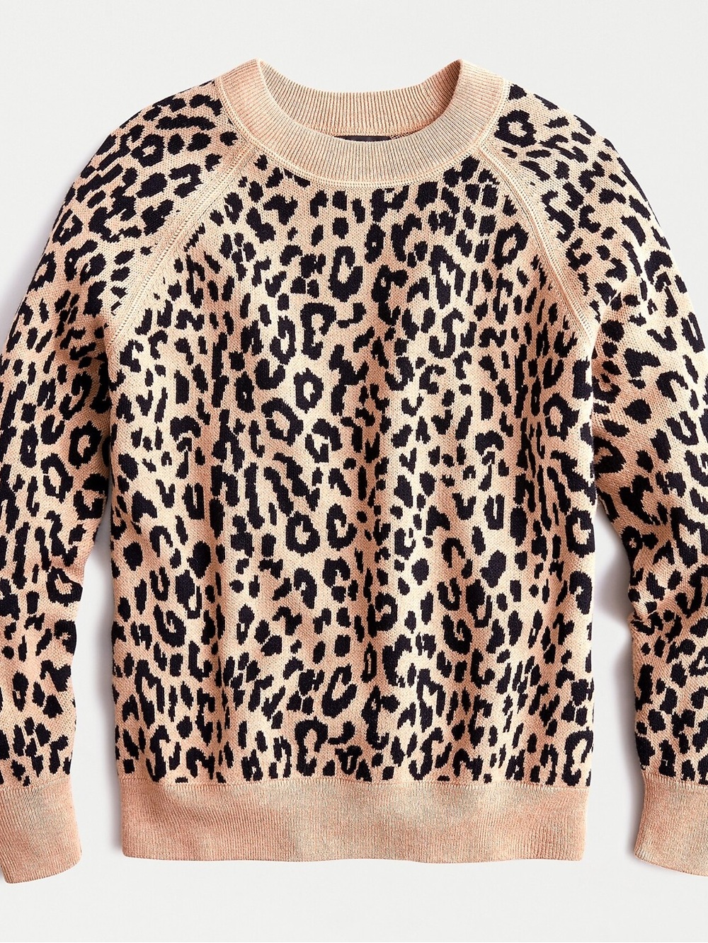 J.Crew crewneck sweater in leopard-print Re-Imagined Wool